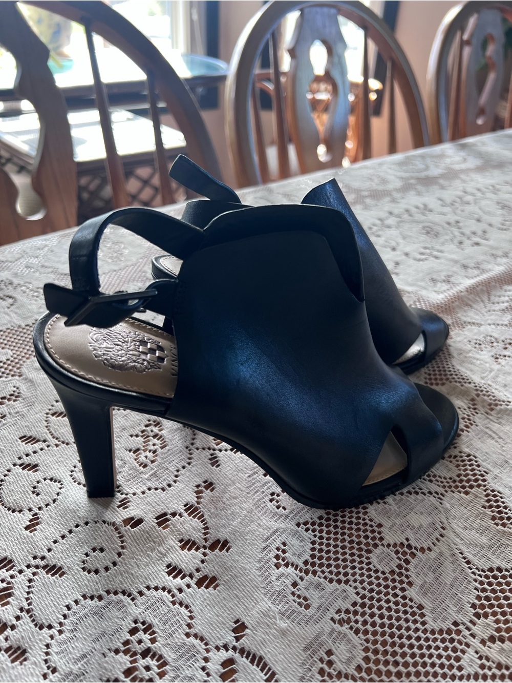 Vince Camuto Black Open-Toe Slingback Heels